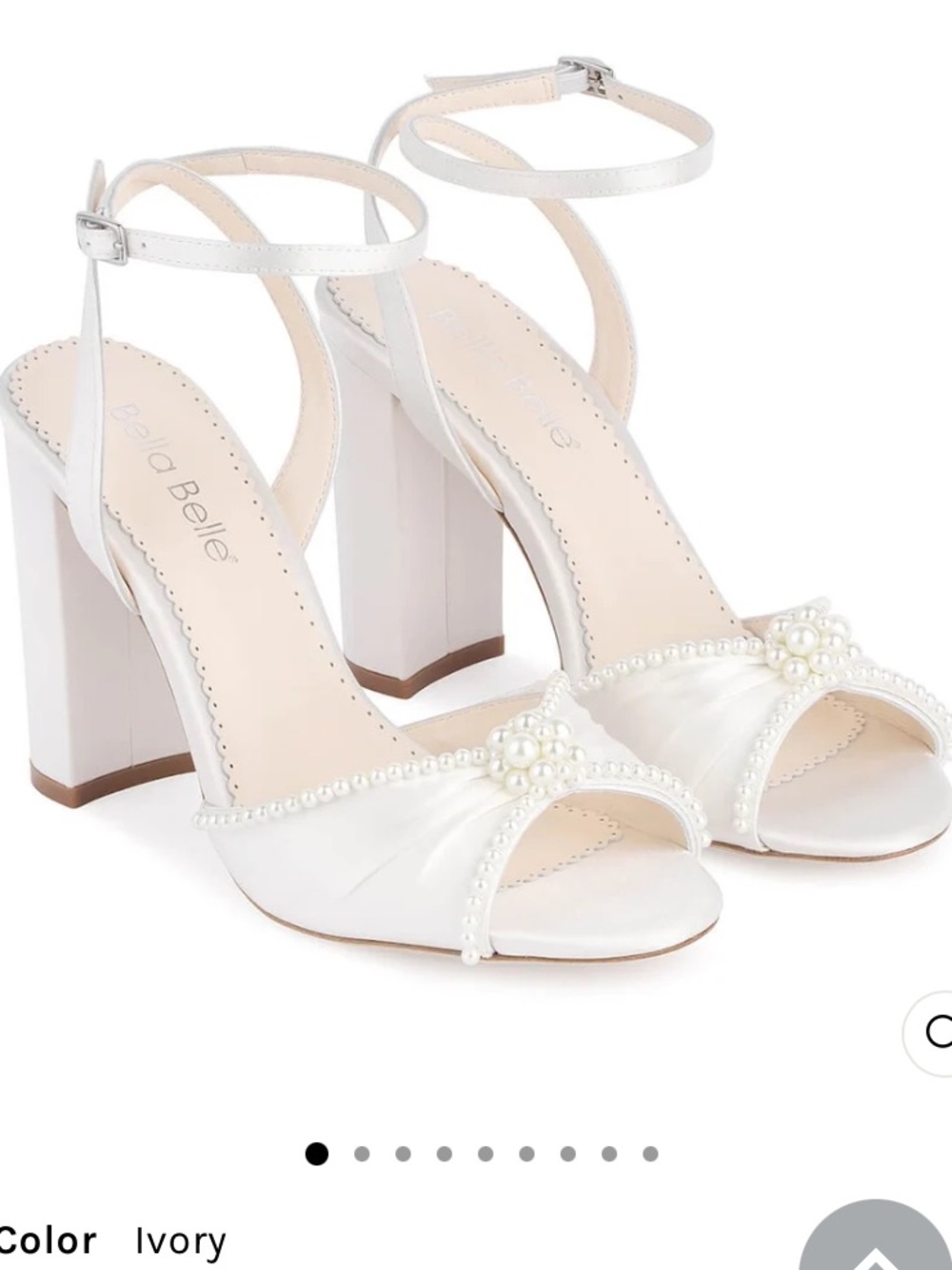 Bella Belle TINSLEY Open Toe Pearl Wedding Shoes Block Heel Sandals